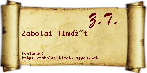 Zabolai Timót névjegykártya